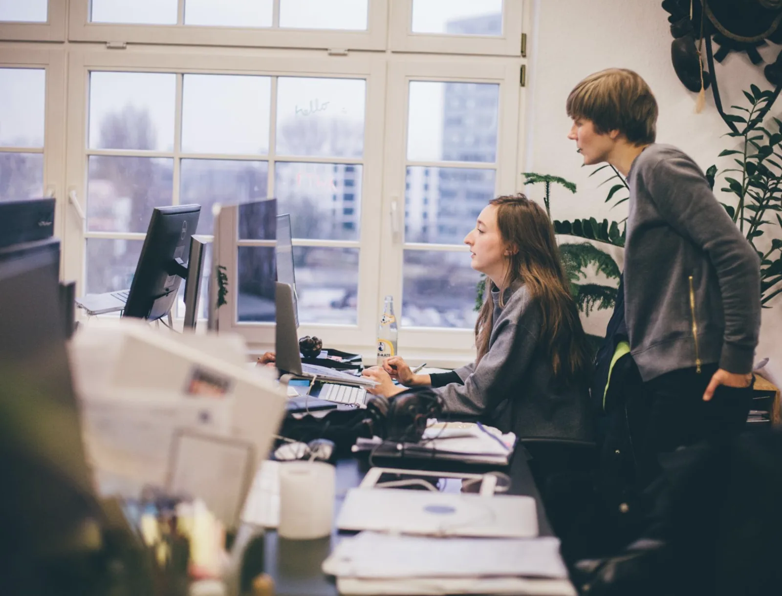 Working at the windows in the Techtelmechtel loft in Friedrichshain