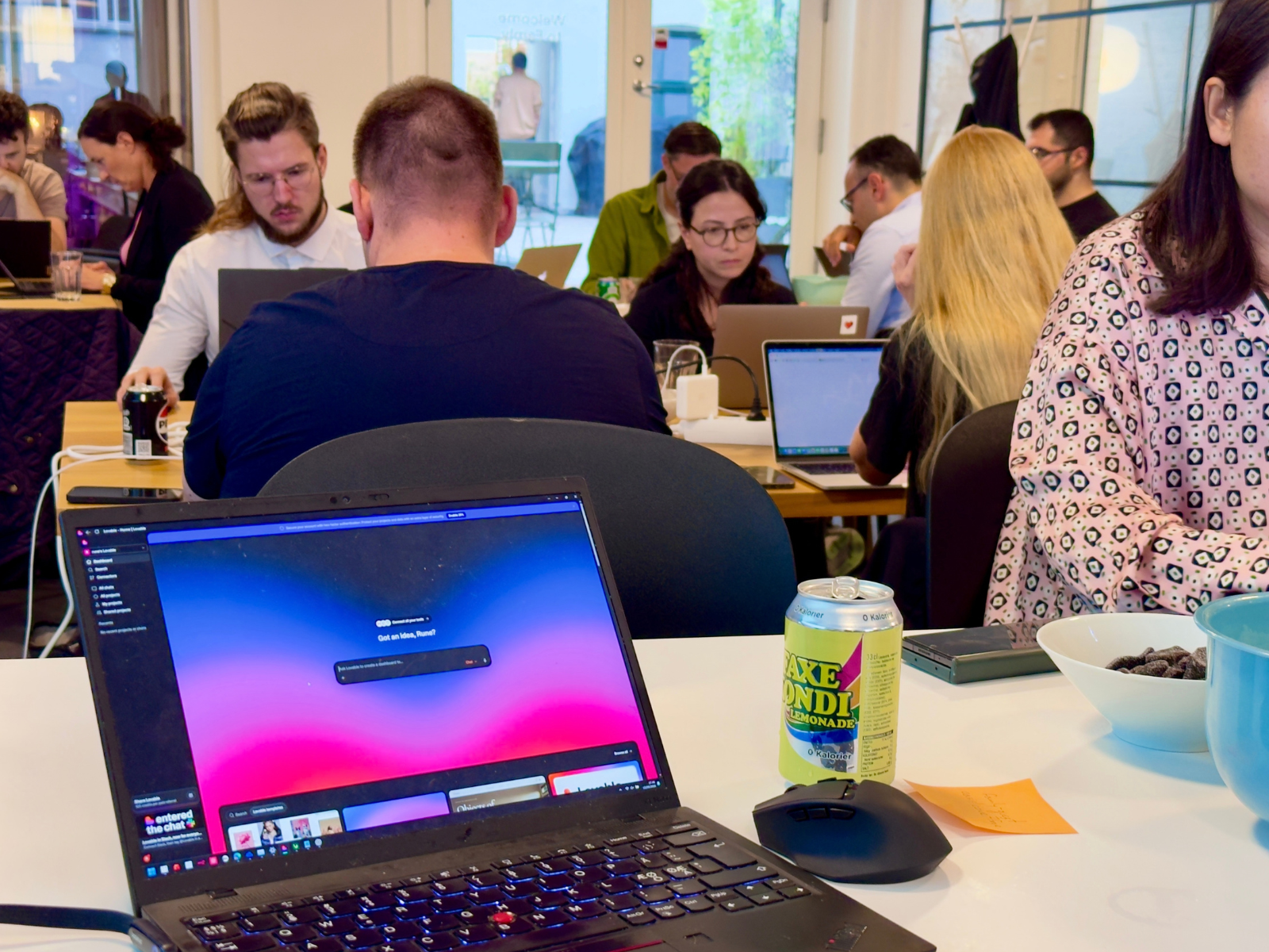 Photo: two laptops, one prototype