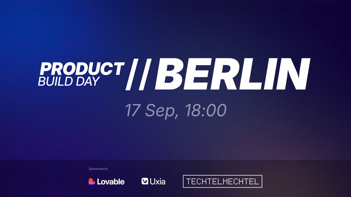 Event title slide: Product Build Day // Berlin on the aurora, the date below, sponsor logos in a band at the bottom