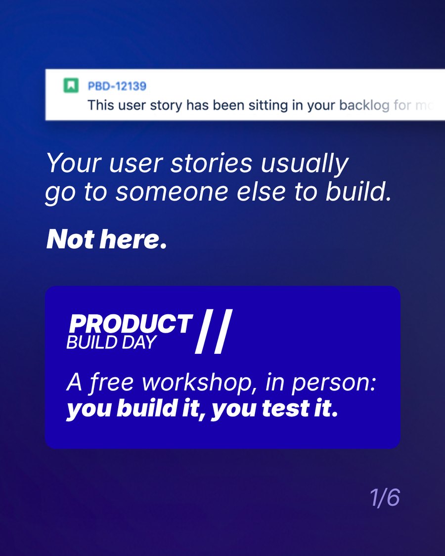 Feed post: an italic headline on the aurora and an indigo card with the logo